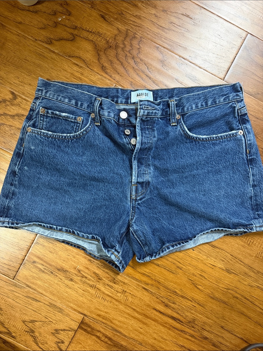 VGUC Agolde High-Rise Denim Shorts in Dark Blue Size 32